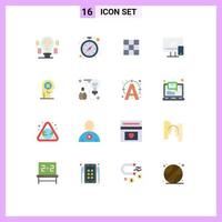 Set of 16 Modern UI Icons Symbols Signs for mobile device watch monitor sets Editable Pack of Creative Vector Design Elements