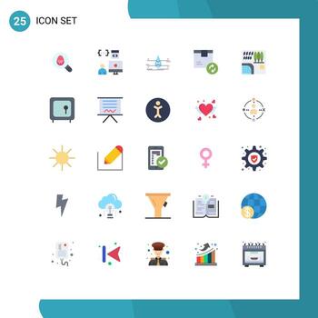 25 símbolos universales de signos de color plano de la caja del programador de entrega de servicios elementos de diseño vectorial editables de seguridad vector