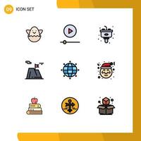 Universal Icon Symbols Group of 9 Modern Filledline Flat Colors of globe land garbage achievement mountain Editable Vector Design Elements