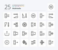 Multimedia 25 Line icon pack including lock. sorting. forward. sort. import vector