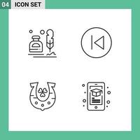 Set of 4 Vector Filledline Flat Colors on Grid for ink music letter arrow left golden Editable Vector Design Elements