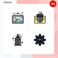 Filledline Flat Color Pack of 4 Universal Symbols of gallery sunblock frame mouse interface coding Editable Vector Design Elements