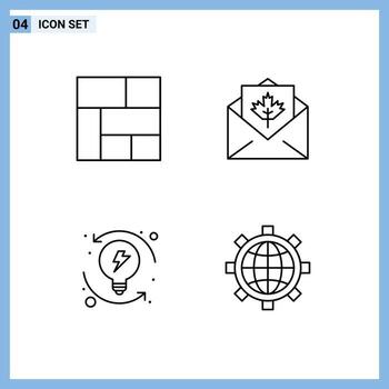Modern Set of 4 Filledline Flat Colors and symbols such as golden process card mail system Editable Vector Design Elements