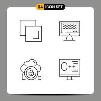 Stock Vector Icon Pack of 4 Line Signs and Symbols for copy secure live digital private Editable Vector Design Elements