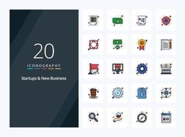 20 Startups And New Business line Filled icon for presentation vector