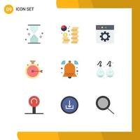 Set of 9 Modern UI Icons Symbols Signs for stopwatch optimization economy management preferences Editable Vector Design Elements