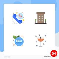 4 Universal Flat Icon Signs Symbols of call eco green redial shop front green leaf Editable Vector Design Elements