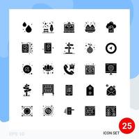 Pack of 25 Modern Solid Glyphs Signs and Symbols for Web Print Media such as music server rocket sd cloud Editable Vector Design Elements