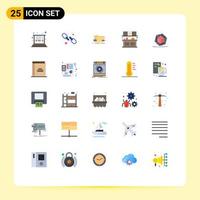 Editable Vector Line Pack of 25 Simple Flat Colors of change food box eat technical Editable Vector Design Elements