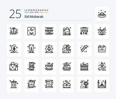 Eid Mubarak 25 Line icon pack including new. shopping. arabic. eid. celebration vector