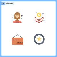 conjunto de 4 paquetes de iconos planos comerciales para elementos de diseño vectorial editables de signo de contenido ejecutivo cerrado de negocios vector