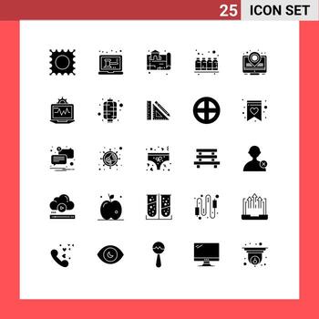 25 Universal Solid Glyphs Set for Web and Mobile Applications place holder heat map map colors ink Editable Vector Design Elements