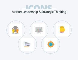 Market Leadership And Strategic Thinking Flat Icon Pack 5 Icon Design. . graph. man. project. duplicate vector