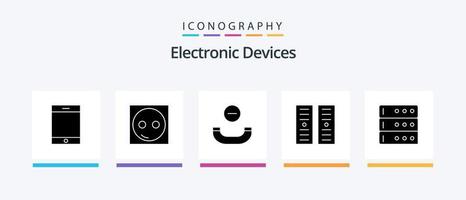 Devices Glyph 5 Icon Pack Including . database. call. data. hosting. Creative Icons Design vector