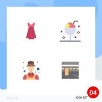 4 Creative Icons Modern Signs and Symbols of dress detective cream ice detect Editable Vector Design Elements