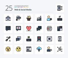 Web And Social Media 25 Line Filled icon pack including type. attach. box. man. add on vector