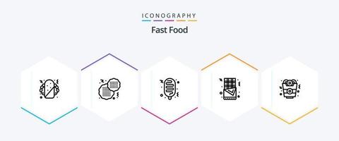 paquete de iconos de 25 líneas de comida rápida que incluye . . rápido. alimento. aro de cebolla vector