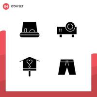 4 Creative Icons Modern Signs and Symbols of pedal house powerpoint presentation video projector shorts Editable Vector Design Elements