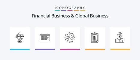 negocio financiero y paquete de iconos de la línea de negocios global 5 que incluye tiro con arco. grafico. grafico. proyector. presentación. diseño de iconos creativos vector