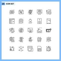 Stock Vector Icon Pack of 25 Line Signs and Symbols for mouse computer hosting ontechnology computer Editable Vector Design Elements