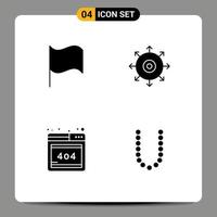 Universal Icon Symbols Group of 4 Modern Solid Glyphs of basic web target success beauty Editable Vector Design Elements