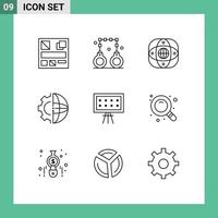 User Interface Pack of 9 Basic Outlines of alphabet processing connection international development Editable Vector Design Elements