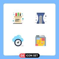 4 Thematic Vector Flat Icons and Editable Symbols of office timer back to school sharpener atx Editable Vector Design Elements