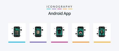 Android App Line Filled 5 Icon Pack Including mobile media. wifi. mobile mic. smartphone. device. Creative Icons Design vector