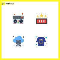 Universal Icon Symbols Group of 4 Modern Flat Icons of midi server high score play printing Editable Vector Design Elements