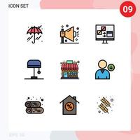 9 Creative Icons Modern Signs and Symbols of market store light app lamp development Editable Vector Design Elements