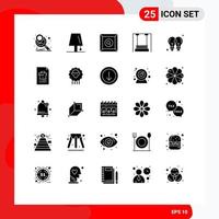 Pictogram Set of 25 Simple Solid Glyphs of idea kindergarten box kids childhood Editable Vector Design Elements