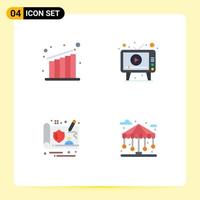 Group of 4 Modern Flat Icons Set for business design ad play building Editable Vector Design Elements