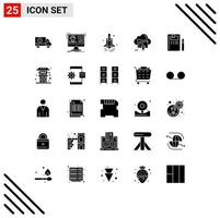 Set of 25 Commercial Solid Glyphs pack for cloud arrow online upload space Editable Vector Design Elements