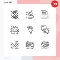 Set of 9 Vector Outlines on Grid for hand fight soup boxing file Editable Vector Design Elements