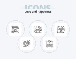 paquete de iconos de línea de amor 5 diseño de iconos. amar. cama. música. alimento. baya vector