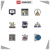 Universal Icon Symbols Group of 9 Modern Filledline Flat Colors of spring candles development mind meditation Editable Vector Design Elements