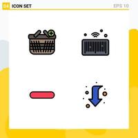4 Creative Icons Modern Signs and Symbols of basket less add iot remove Editable Vector Design Elements