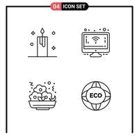 User Interface Pack of 4 Basic Filledline Flat Colors of candle food light screen nugget Editable Vector Design Elements