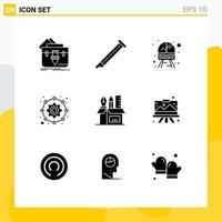 9 User Interface Solid Glyph Pack of modern Signs and Symbols of working configuration music affiliate train Editable Vector Design Elements