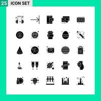 Pictogram Set of 25 Simple Solid Glyphs of furnishing presentation mobile video youtube Editable Vector Design Elements