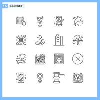 Pack of 16 creative Outlines of scrum agile error right share Editable Vector Design Elements
