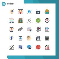 25 User Interface Flat Color Pack of modern Signs and Symbols of document typewriter web photography photo Editable Vector Design Elements