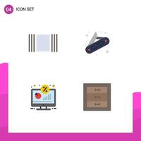 Pack of 4 creative Flat Icons of cover percentage camping discount boxes Editable Vector Design Elements