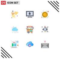 Modern Set of 9 Flat Colors and symbols such as street food astronomy weather cloud Editable Vector Design Elements