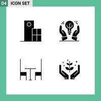 Universal Icon Symbols Group of 4 Modern Solid Glyphs of architecture dining modern business table Editable Vector Design Elements