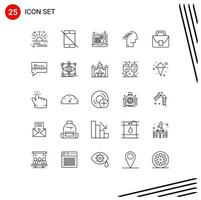 Set of 25 Modern UI Icons Symbols Signs for bag referendum phone poll ballot Editable Vector Design Elements