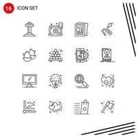 Outline Pack of 16 Universal Symbols of egg india cogwheel cobra routine Editable Vector Design Elements