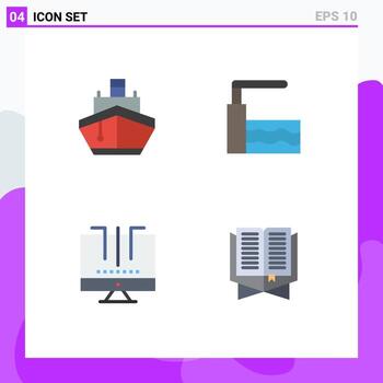 Pictogram Set of 4 Simple Flat Icons of filled engine transportation springboard optimization Editable Vector Design Elements