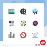 Set of 9 Modern UI Icons Symbols Signs for video page megaphone document announcement Editable Vector Design Elements