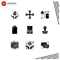 Set of 9 Modern UI Icons Symbols Signs for monitor power wrench electric grid Editable Vector Design Elements